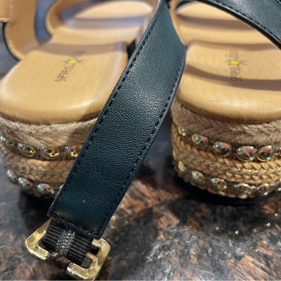 New Seven Dials Blueish Green Leather Straps with Beaded Platform 6 Never Worn - Picture 3 of 6